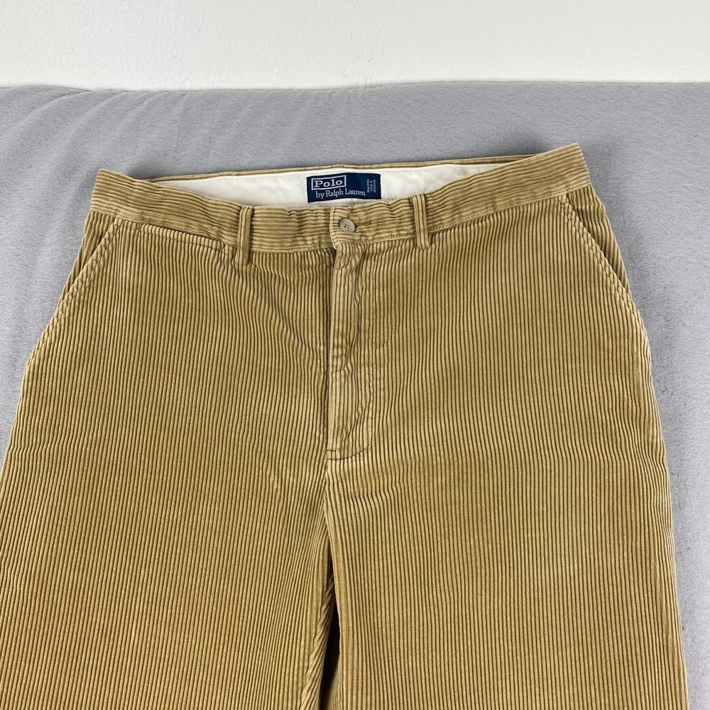 Vintage Polo Ralph Lauren Mens Corduroy Pants 33x30 flat front Cords brown - Picture 2 of 12